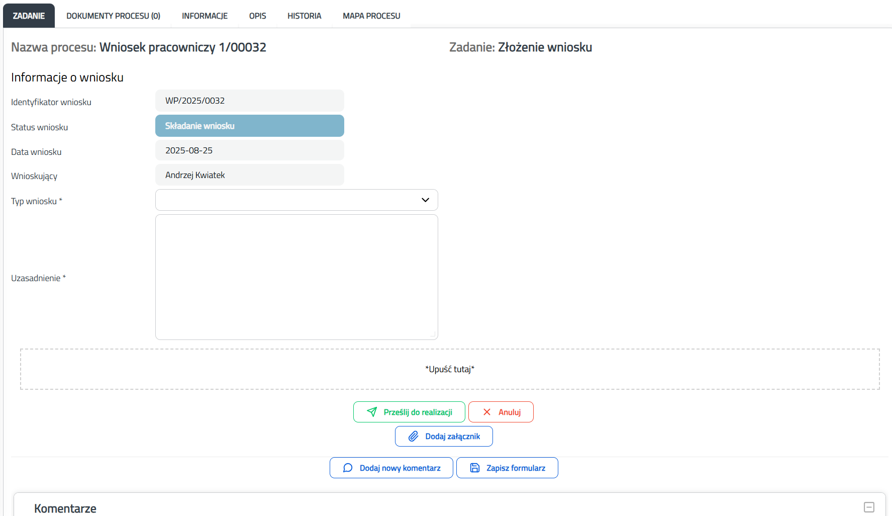 screen wnioski pracownicze screen wnioski pracownicze