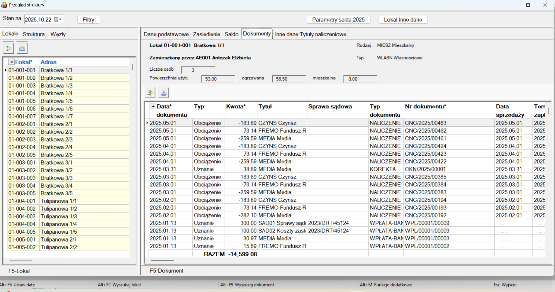 Czynsze Przegląd struktury Czynsze Przegląd struktury