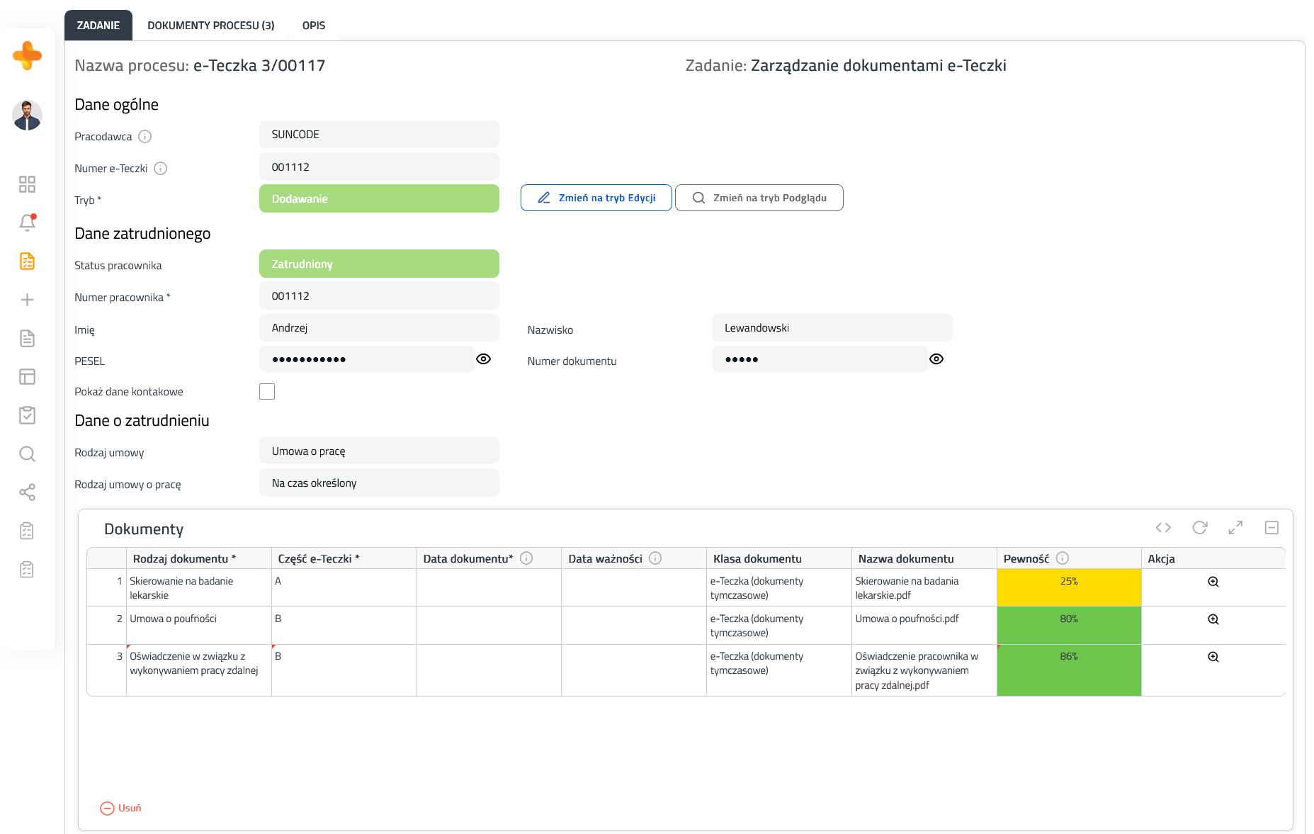 Dodawanie kolejnych dokumentów eTeczka